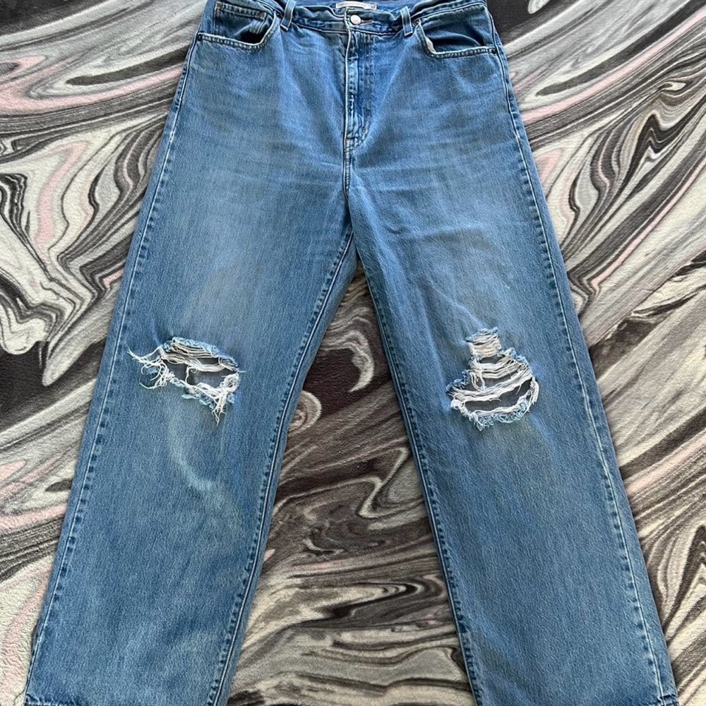 Levi's Light Blue Straight-Leg Distressed Jeans